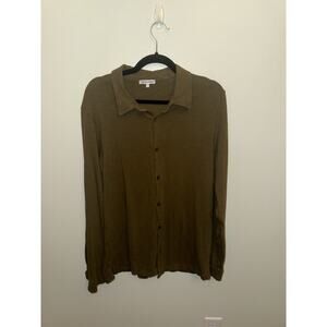 Cotton Citizen Long Sleeve Button Down Olive Patch Pocket Mens L USA Made